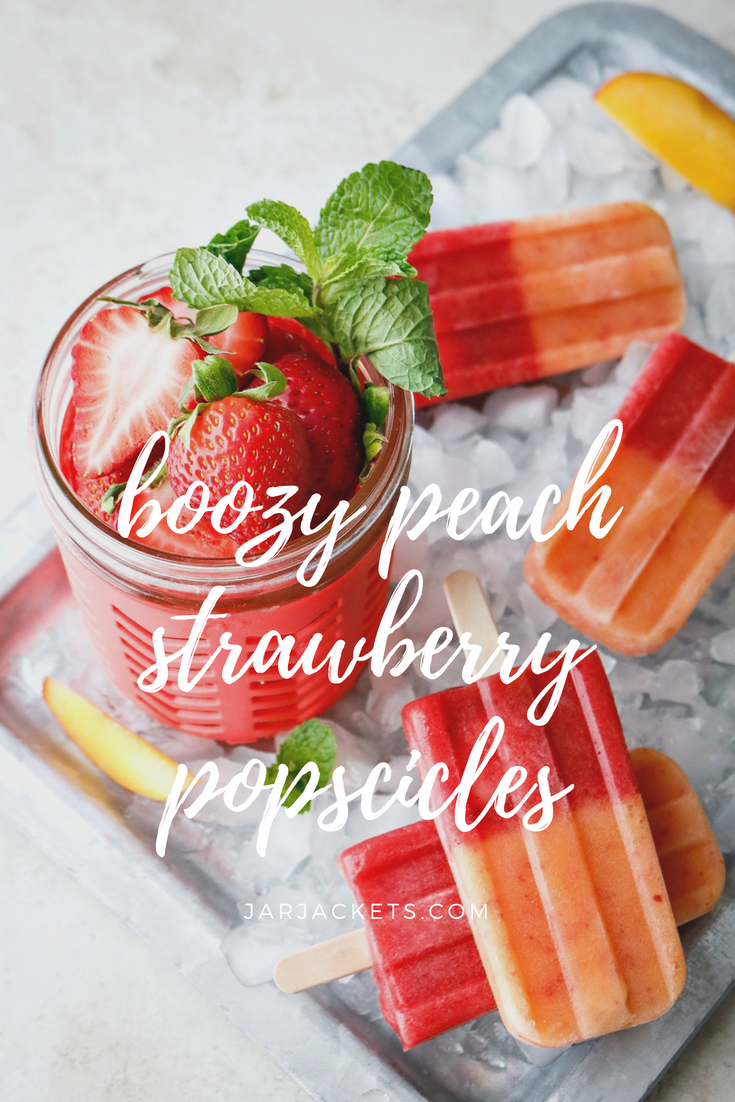 Boozy Peach Strawberry Popsicles