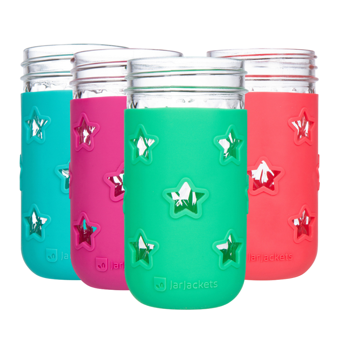 Silicone Mason Jar Sleeves - 12oz Jelly Jar (4-pack, Multicolor)