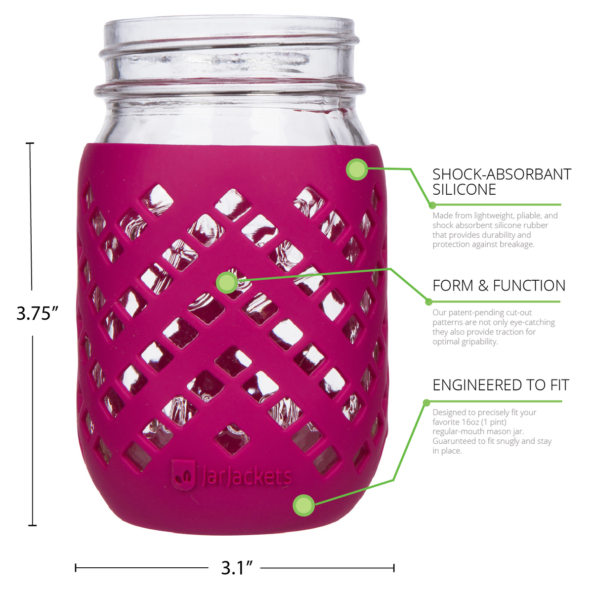 insulate glass mason jar 16oz