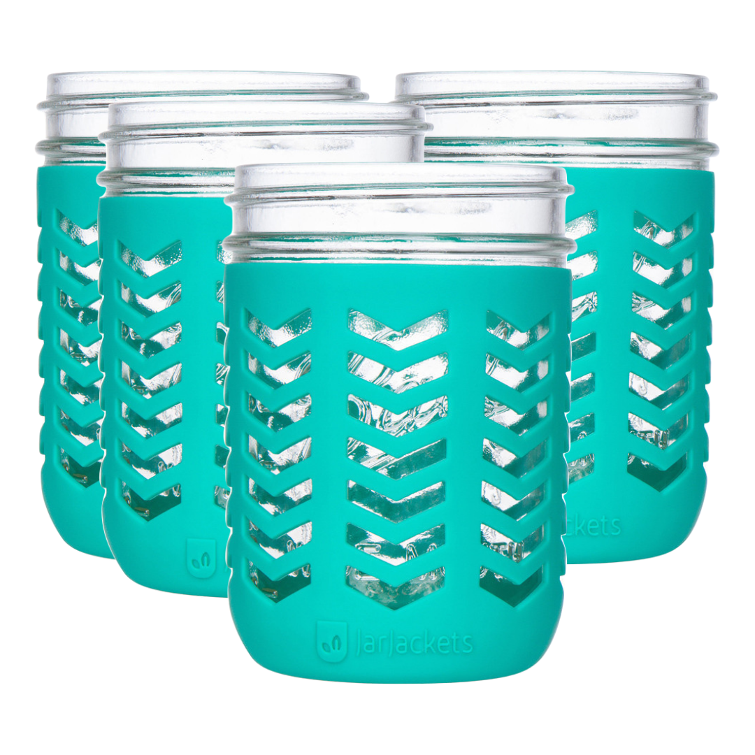 Silicone Mason Jar Protector Sleeves - 16oz (1 pint) Wide-Mouth Jars -  JarJackets